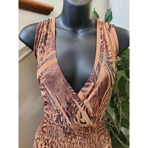 Fresh Of La Women's Brown Polyester V-Neck Sleeveless Long Maxi Dress Size 2X - Picture 6 of 10
